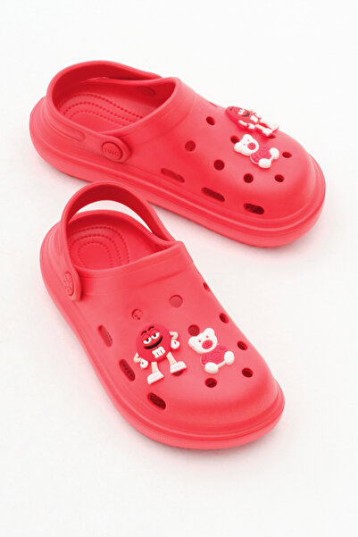 Tonny Black Red Unisex Children's Sandals - Front Accessory Eva