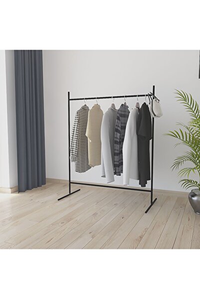 Metallica Concept Nokta Dikdörtgen Siyah Konfeksiyon Askısı Ayaklı Askılık Elbise Askılığı