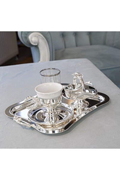 Bakır Concept Cup Set - Silver Plated, Model with Garland Handle