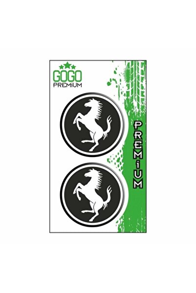gogo premium FERRARİ LOGO SİYAH (5X5 cm) İKİLİ DAMLA ETİKET