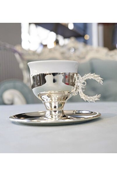 Bakır Concept Cup Set - Silver Plated, Model with Garland Handle