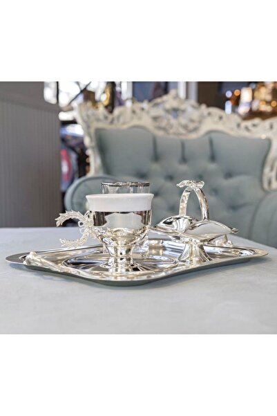 Bakır Concept Cup Set - Silver Plated, Model with Garland Handle