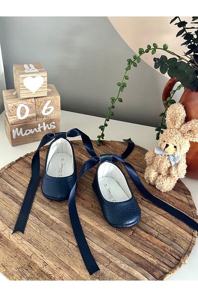 Li Puna Genuine Leather Navy Blue Ballerina Baby Moccasin