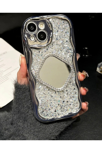 KILIF HOUSE Iphone 14 Pro Uyumlu Simli Kare Aynalı Kılıf