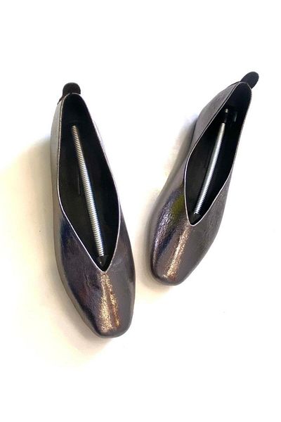 Herayakkabi Black Platinum Leather Women's Ballerinas