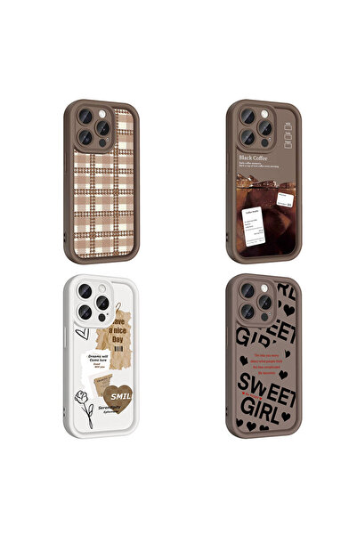 m.tk moveteck iPhone 14 Pro Max Case Soft Colorful Launch Silicone Coffe Patterned 3D Protruding Edge Protected