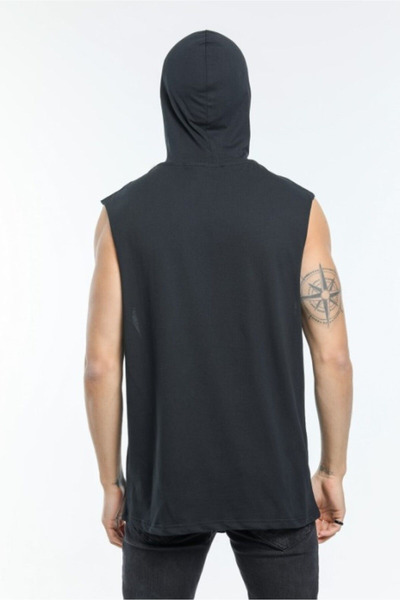 EFFRENATU Unisex Μαύρο μπλουζάκι Atlanta με κουκούλα