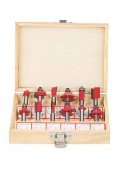 COMBAT 12 Parça Freze Uç Takımı Ahşap Oyma Ağaç Delme Çantalı Set 6 Mm