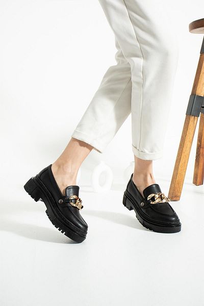 ZENNESHOES Pantofi de damă Kristen din piele neagră cu lanț