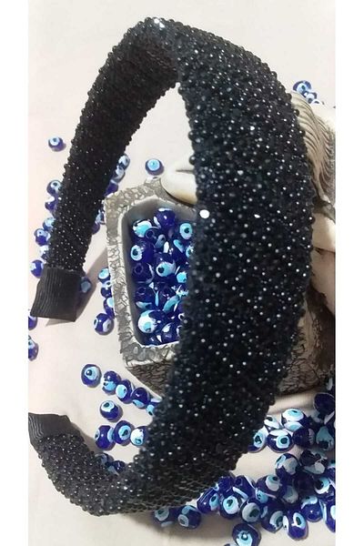Adel Pearl Black Women's Wrapped Crown Hair Band