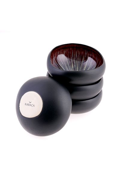 Karaca Schwarz Galactic Reactive Bowl 4-teiliges Set, 350 ml Modern, Stilvoll, Außergewöhnlich, Reak