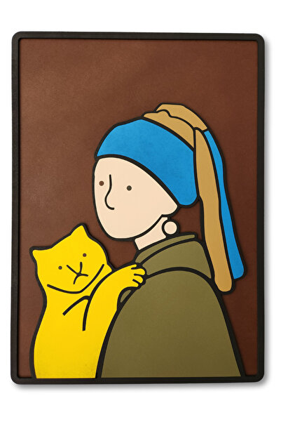 Dark Flamingo El Yapımı Üç Boyutlu Ahşap Minimal Inci Küpeli Kız Tablo Ev Ve ...