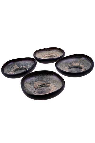 Karaca Schwarz Galactic Reactive Suppenteller für 4-teiliges Set, 600 ml, Modern