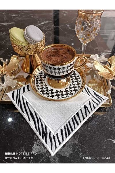 LASETU منديل تقديم الكوكتيل والقهوة بنقشة الحمار الوحشي، قطعة واحدة