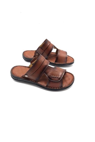Deritarz Genuine Leather Full Orthopedic Massage Men's Slippers