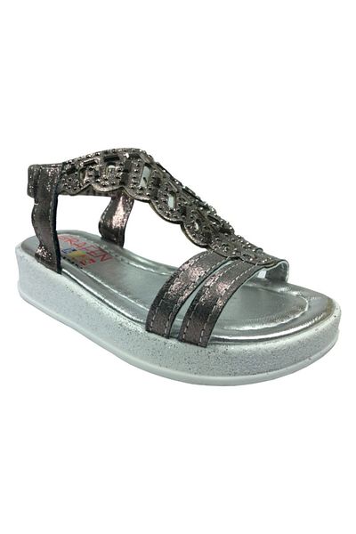 grafen Orthopedic Booties Girls' Sandals Platinum Leaf Pattern Stone Heeled Evening Dress