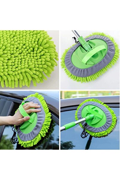 MissClean (YEDEK BEZLİ) Mikrofiber Çok Fonksiyonlu Teleskobik Sopalı Oto Arab...