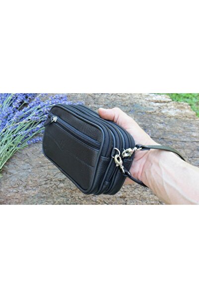 MÇ DERİ حقيبة جلدية للرجال مع حزام وحزام للرسغ، حقيبة يد جلدية بأربعة أقسام، ...