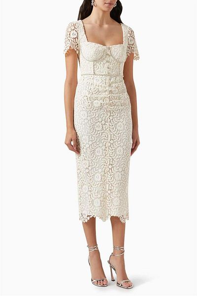 nish for you Crystal Stone Detail Midi Design Dress
