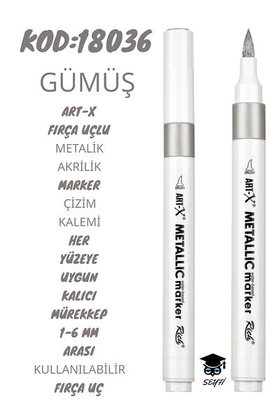 SEYFİKİRTASİYE 1-6 MM Brush Tip Metallic Acrylic Marker - Performer Ink for All Surfaces