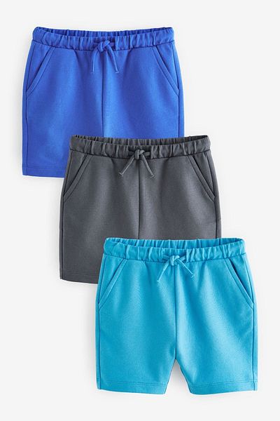 Next Baby Low Cotton Blue 3 Piece Shorts Set
