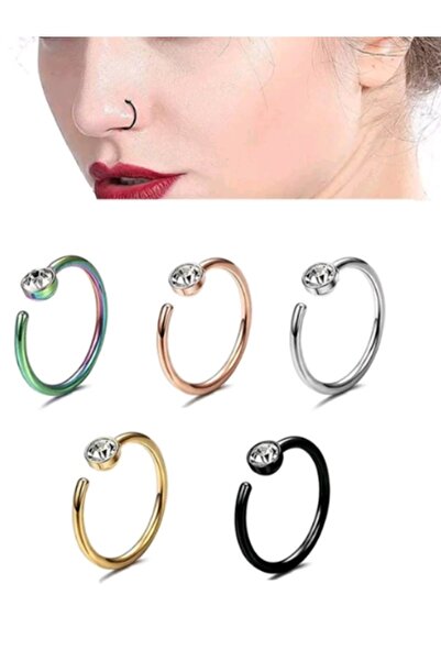 Shisa Jewel Paslanmaz çelik burun piercingi yapay elmaslarla süslenmiş Antialerjik , gökkuşağı renkleri (126)