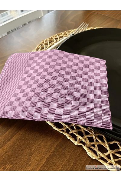 Peshqir 4 Pieces 40x60cm PINK German Napkin - Plaid Patterned Kitchen Towel