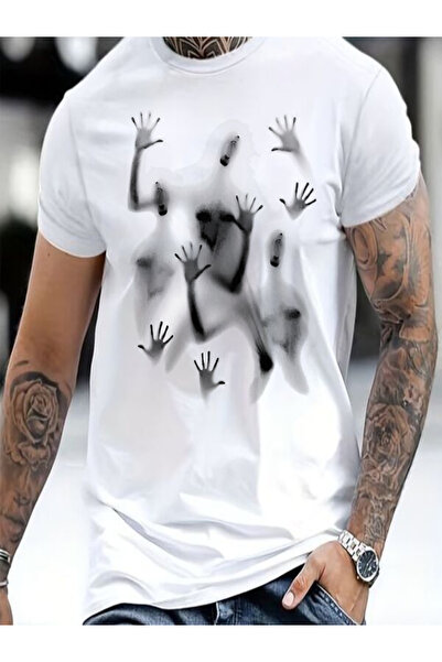 CLASSY.MODA Ανδρικό μπλουζάκι μονόπλευρο - Λευκό μπλουζάκι με κοντό μανίκι με λαιμόκοψη