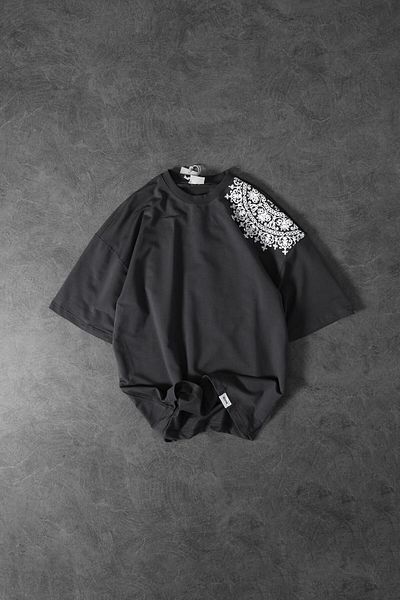 Slatra Men's Oversize Smoked T-Shirt - Shoulder and Back Embroidered