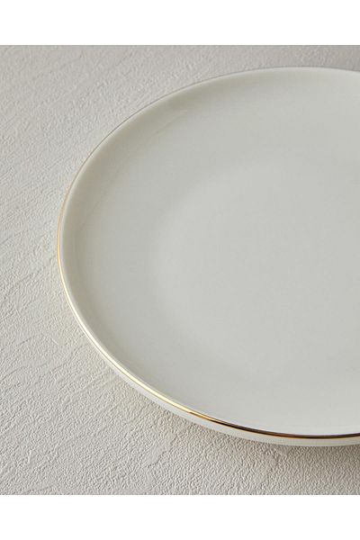 English Home Torino Porcelain 18 Piece Dinner Set - With Pit Plate, 6 Person, Gold