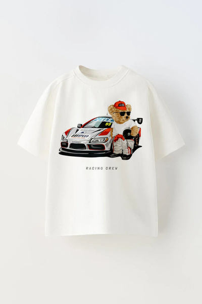 c.c.l. coccolin kids baby clup تي شيرت كبير الحجم مطبوع عليه دمية دب للأطفال