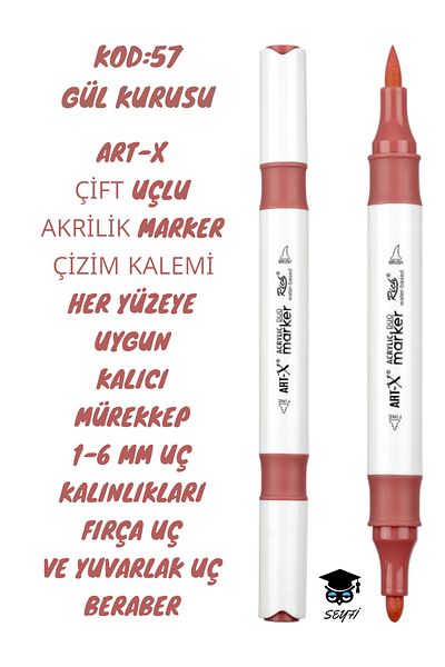 SEYFİKİRTASİYE ART-X Acrylic Marker Double Tips - All Surface Drawing Pen with 1-6 mm Tip Thickness