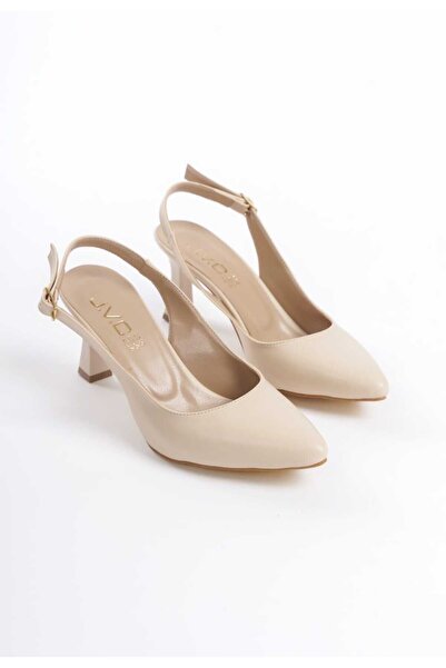 JVC High Stiletto Beige Women's Open Back Shoes