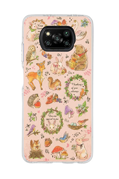 SUPER FRAME Poco X3 PRO / X3 NFC Uyumlu Sevimli Hayvanlar Tasarımlı Şeffaf Te...