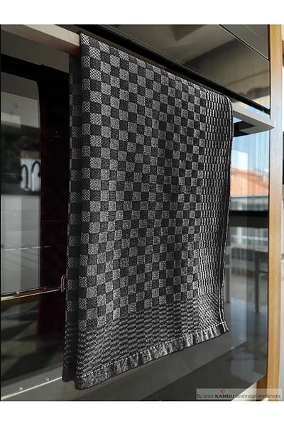 efabrix 4 Pieces Black German Napkin - Plaid Patterned Kitchen Towel and Drying Set 40x60 cm