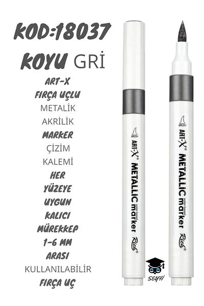SEYFİKİRTASİYE 1-6 MM Brush Tip Metallic Acrylic Marker - Performer Ink for All Surfaces