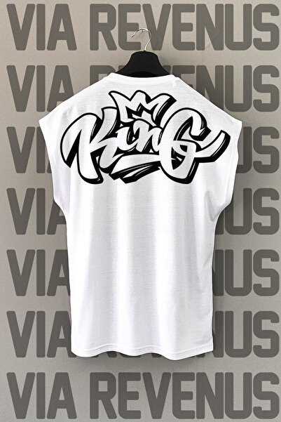 Vordevia Beli sport T-shirt - Kraljevska leđa Štampano, bez rukava