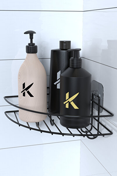 KARTEYA Yapışkanlı  Banyo Köşeliği Kancalı Köşe Rafı Duş Şampuanlık Duvar Düz...