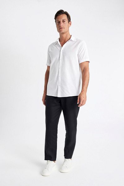 DeFacto Παντελόνι από λινό ίσιο πόδι Relax Fit C1117AX24SM