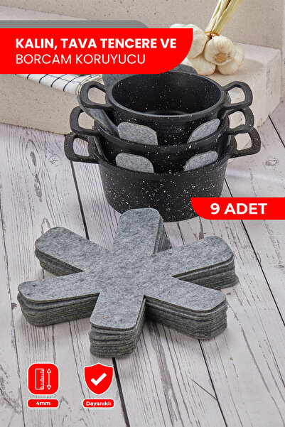 Self Power GRİ KALIN TAVA,TENCERE VE BORCAM KORUYUCU 9 LU SET ELYAF KEÇE TAVA...