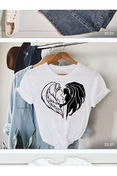 CLASSY.MODA Γυναικείο T-Shirt Single Jersey - Λευκό εμπριμέ μπλουζάκι με κοντό μανίκι με λαιμόκοψη