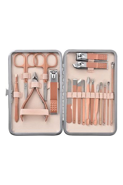 kaloc 18 Piece Stainless Steel Manicure and Pedicure Set with Bag