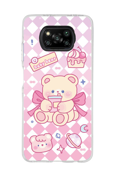SUPER FRAME Poco X3 PRO / X3 NFC Uyumlu Happy Bear Tasarımlı Şeffaf Telefon K...
