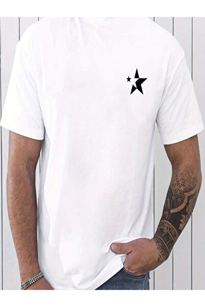 CLASSY.MODA Ανδρικό μπλουζάκι μονόπλευρο - Λευκό μπλουζάκι με κοντό μανίκι με λαιμόκοψη