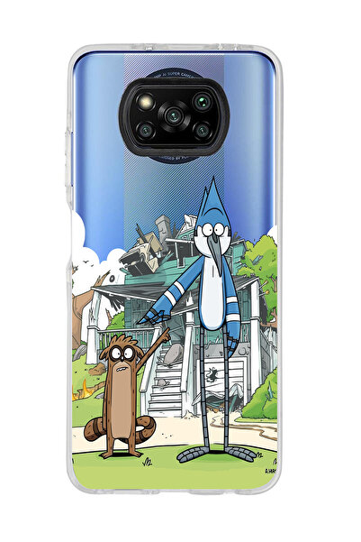 SUPER FRAME Poco X3 PRO / X3 NFC Uyumlu Mordecai ve Rigby Tasarımlı Şeffaf Te...