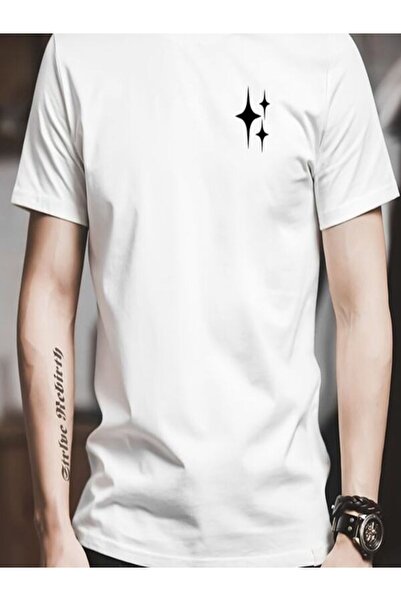 CLASSY.MODA Ανδρικό μπλουζάκι μονόπλευρο - Λευκό μπλουζάκι με κοντό μανίκι με λαιμόκοψη