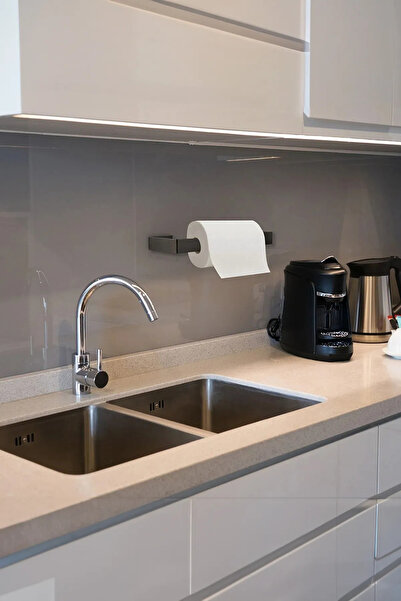 Genel Markalar Mutfaklar İçin Şık Tasarım Rulo Kağıt Havlu Asacağı Siyah Meta...