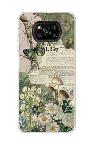 SUPER FRAME Poco X3 PRO / X3 NFC Uyumlu Kolaj Tasarımlı Şeffaf Telefon Kılıfı