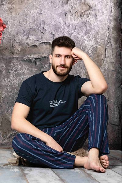 Sude HOMEWEAR Men's Short Sleeve Pajama Set - SUMMER