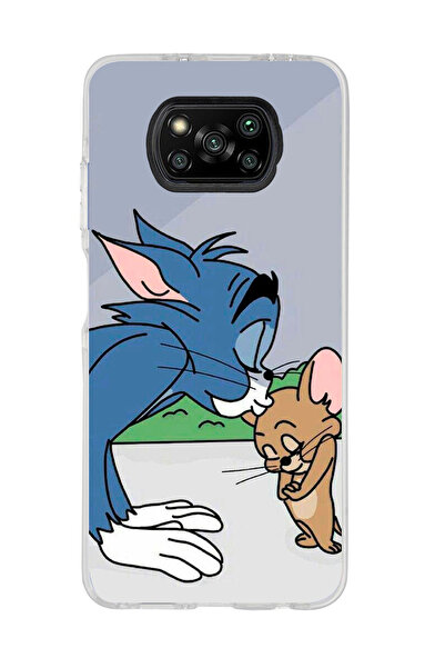SUPER FRAME Poco X3 PRO / X3 NFC Uyumlu Tom ve Jerry Tasarımlı Şeffaf Telefon...